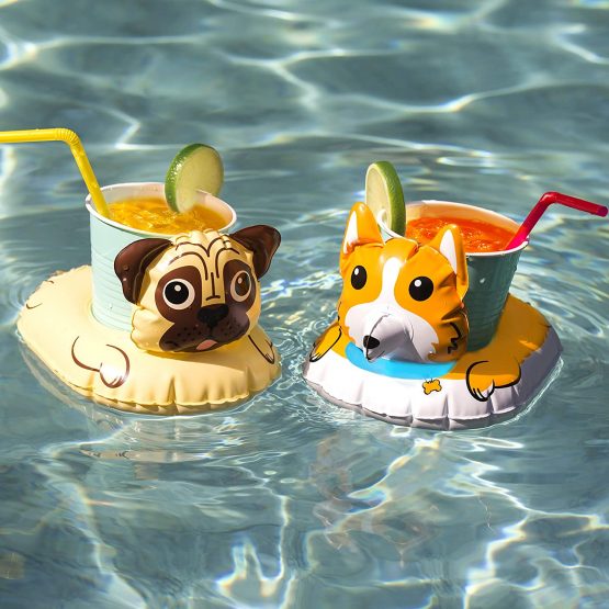 BigMouth Inc. Inflatable 2 Pack Dog Pool Drink Holder/Floats Beverage Boats for Pool, Hot Tub or Bath | Pack of Two - Corgi and Pug | 22.9 cm x 16.5 cm x 16.5 cm - Image 4