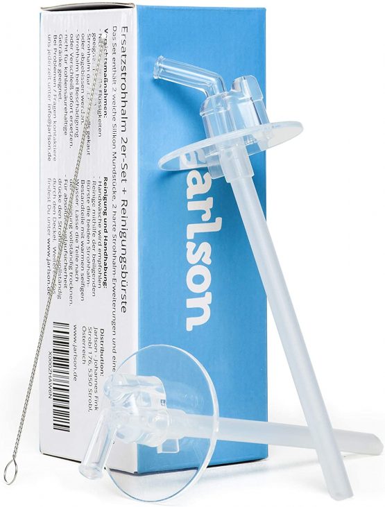 Jarlson replacement straws | spare parts | 2x silicone mouthpiece and 2 extensions for straw | Including straw brush | BPA-free
