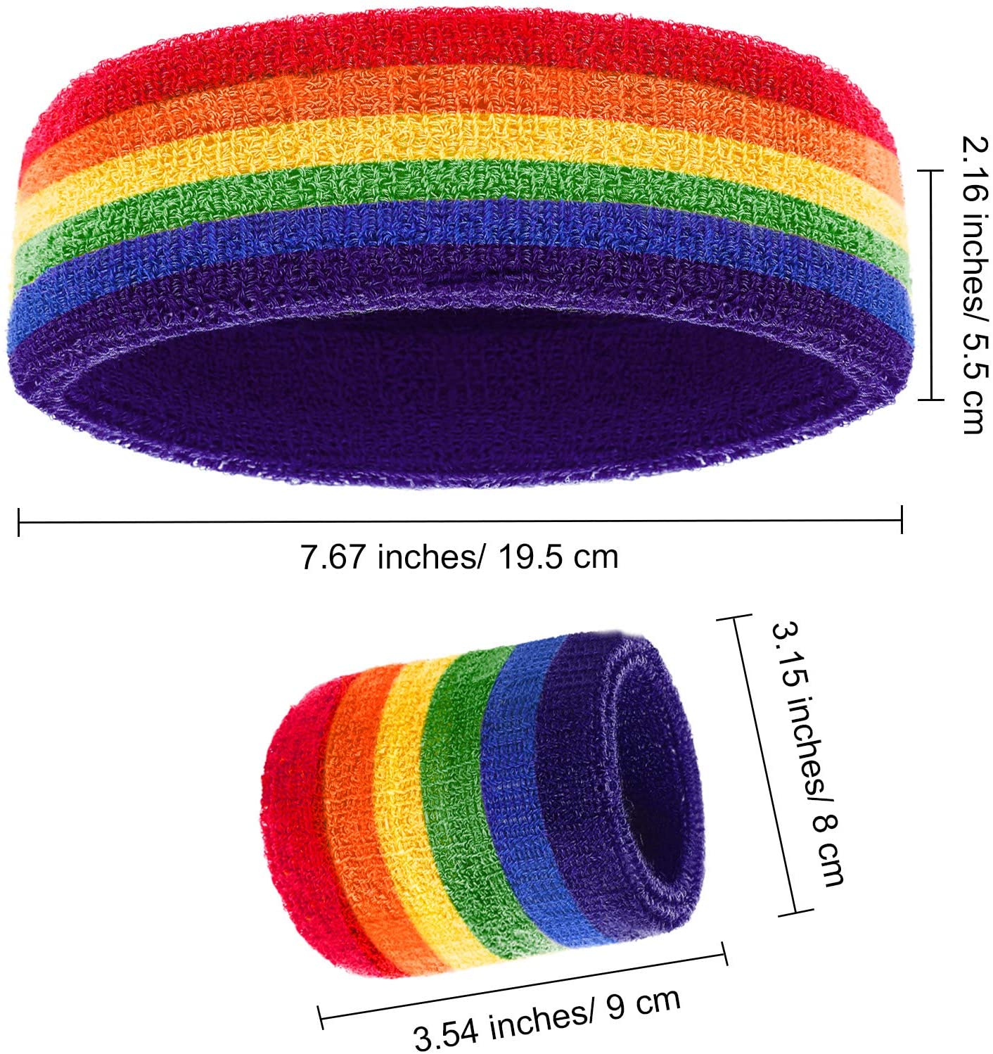 Bememo 12 Pieces Striped Sweatbands Set - Image 4