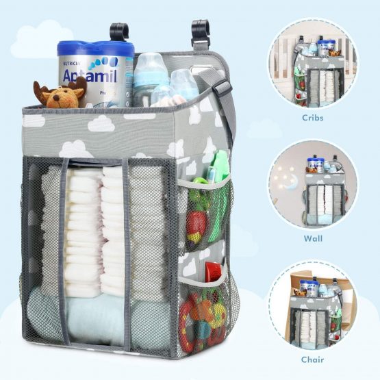 Best Hanging Diaper Caddy Stacker for Changing Table Crib playard and Wall, Baby Nursery Organizer, Large Capacity Diaper Nursery Organization, Baby Shower Gift for Newborn Boys and Girls - Image 2