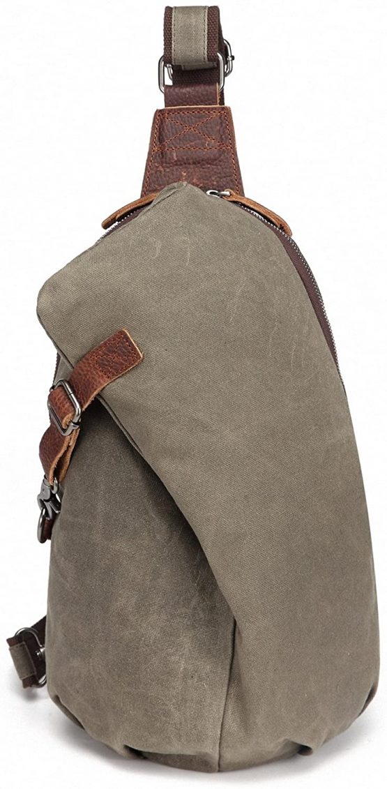 AOTIAN Waterproof Waxed Canvas Men's and Women's Small Sling Bags Backpacks for Hiking Biking Travel Outdoor Casual Chest Bags Army Green