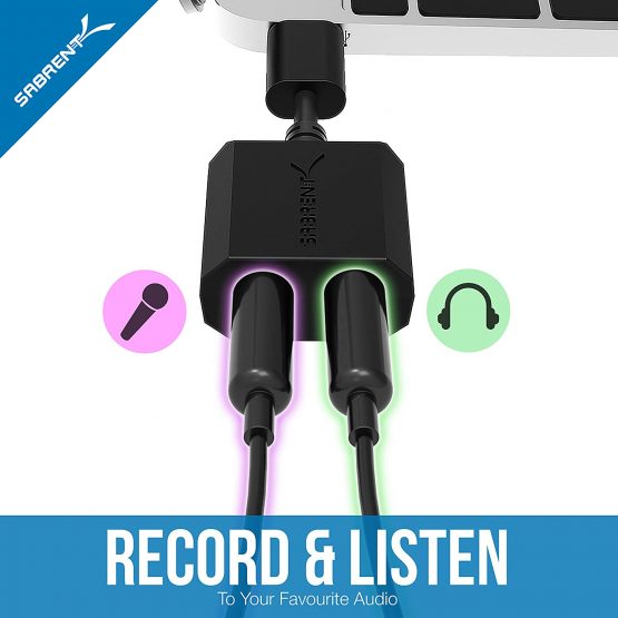 Sabrent USB Type-C External Stereo Sound Adapter for Windows and Mac. Plug and play No drivers Needed. [Black] (AU-MMSC) - Image 4