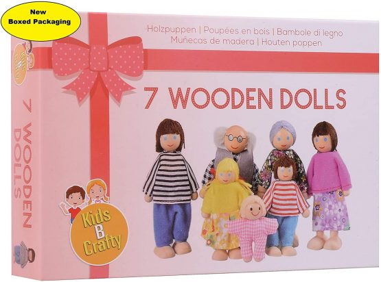 Kids B Crafty Dolls House Accessories, Wooden Dolls House, Dolls House People. 7 - Happy Family People Figures, Imagination Birthday Present Toy For Children Toddlers