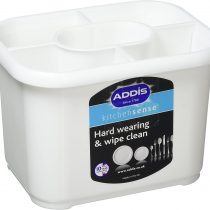 Addis 517615 Plastic Cutlery Drainer Holder White, 14 x 18 x 12.5 cm