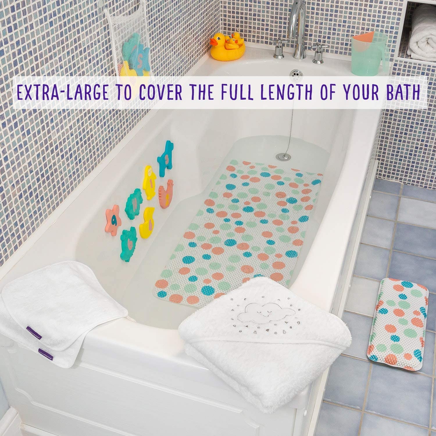 ClevaMama Baby Bath Mat Non Slip Kids and Children Bathtub Mats Anti