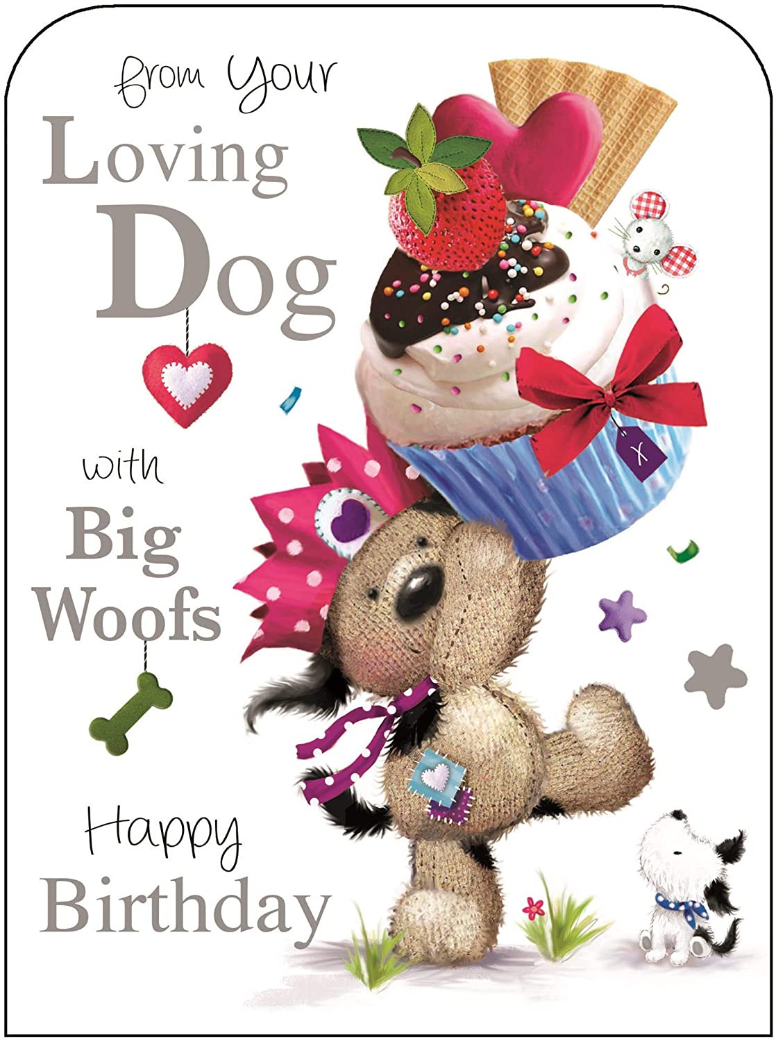 Jonny Javelin from Your Loving Dog Big Woofs Happy Birthday Card, purple|grey, A5
