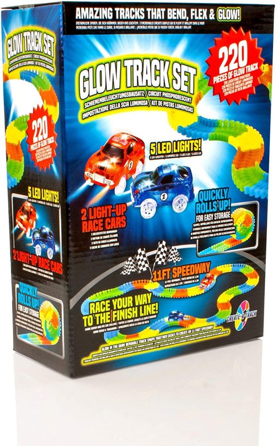 Create-A-Track 220 Piece Flexible Race Track with 2 Light Up Cars Playset - Racing Cars Construction Toy For Boys or Girls Age 3-6 - Image 2