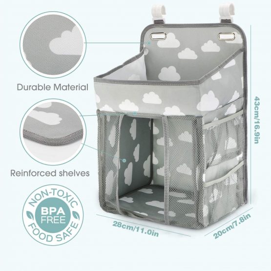auvstar Hanging Crib Nappy Organizer,Storage Diaper Stacker,Large Capacity Baby Diaper Organiser Bag,Crib Nursery Organisers - Keeps All Baby Essentials at Your Fingertips (A) - Image 4