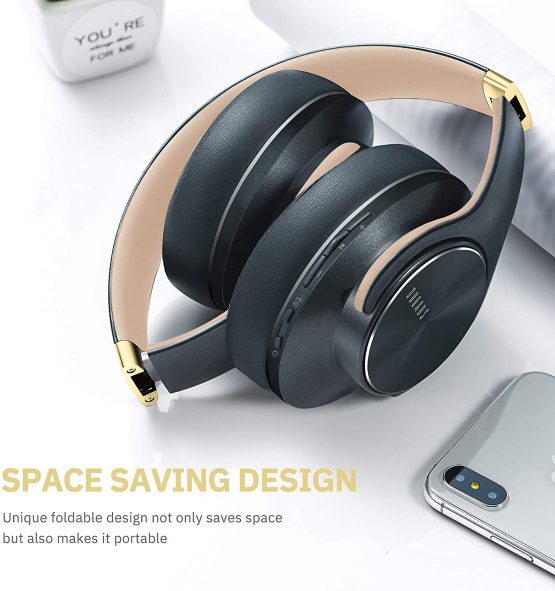 DOQAUS Wireless Bluetooth Headphones Over Ear, 52 Hrs Foldable Headphones with 3 EQ Modes, Hi-Fi Stereo Comfortable Earpads Bluetooth Headsets Wired Mode with Mic for Cellphone PC TV (Shadow Grey) - Image 4
