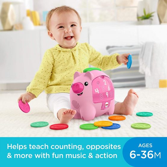 Fisher-Price GJC68 Laugh & Learn Count & Rumble Piggy Bank, Musical Baby Toy, Multicolour - Image 2