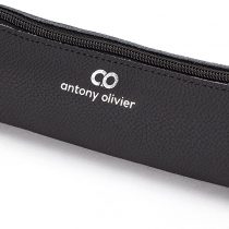 Antony Olivier Leather Pencil Case | Black with Zip | for Men, Women, Girls, Boys & Professionals | Perfect Size Pouch for Stationery & Art Utensils | Free Spinning Top | Packaged in a Kraft Gift Box