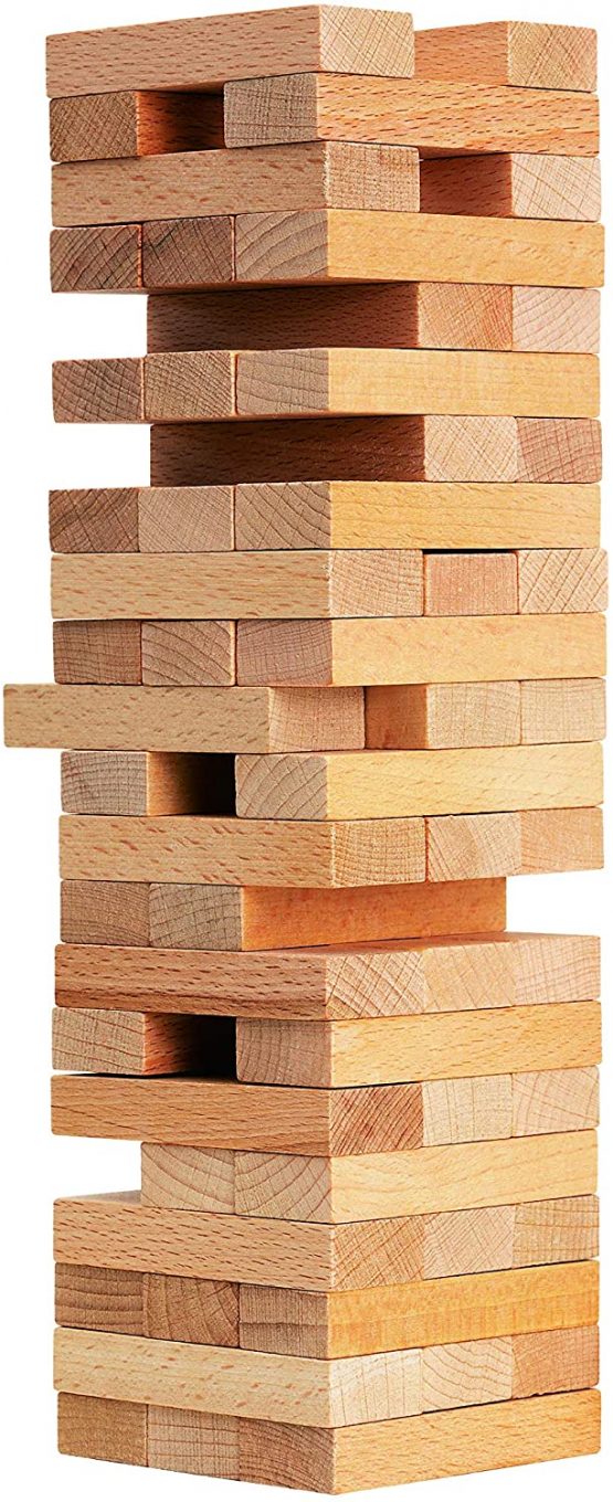 Eichhorn Stacking game, skill game for the whole family, balance tower made of untreated wood, wobble tower, 54 pieces, suitable from 5 years - Image 4
