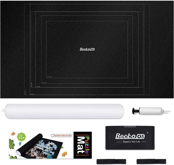 Becko Puzzle Roll Jigsaw Storage Felt Mat with Frame Lines, Jigroll Up to 1,500 Pieces, Environmental Friendly Material for Jigsaw Puzzle Player, Box with Drawstring Storage Bag - Image 3