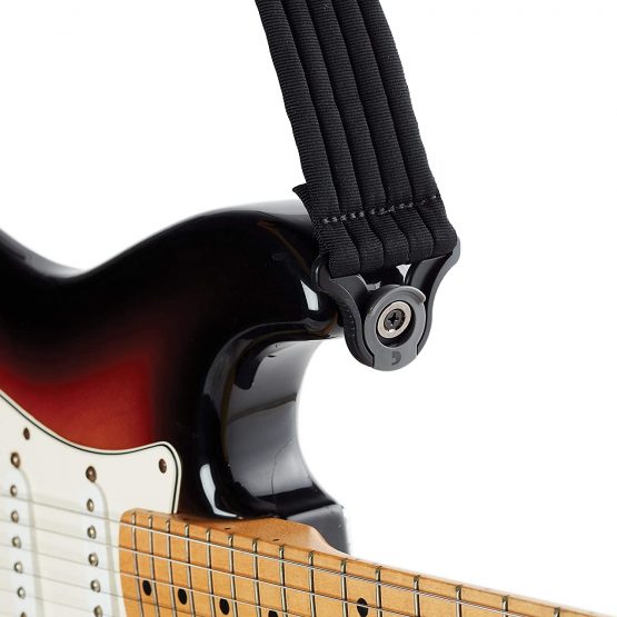D'Addario (50BAL01) Auto Lock Guitar Strap - Acoustic & Electric Guitar Accessories - Easy to Use Auto Locking Guitar Straps - Uses Existing Guitar Strap Buttons - Padded - Black Striped - Image 4