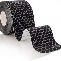 FLEXU – SUPREME KINESIOLOGY TAPE WITH A FREE eBook. Continuous 1 Roll Pack, Black, Synthetic Therapeutic Recovery Tape.