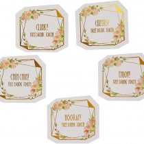 Neviti 775110 Geo Floral Tokens-25 Pack Drinks Tokens, Pink/Peach/Gold, 4.5 x 4.5 x 0.1