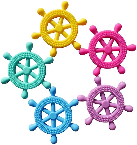 Sea Helm Wheel Silicone Teether Soother Teething Sensory Chewy Chewelry BPA Free with Chord and Breakaway Clasp, 5 Colours (Turquoise) - Image 3