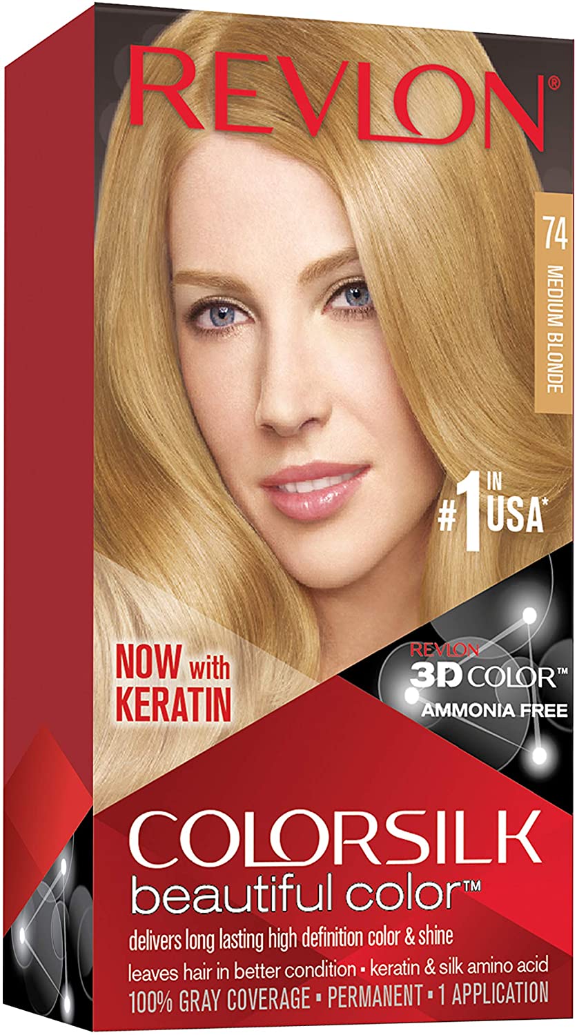 Revlon Colorsilk Permanent Hair Dye, Medium Blonde, 74 Medium Blonde