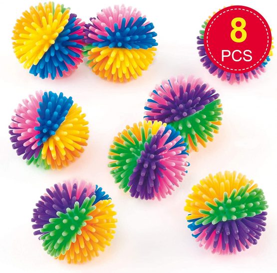 Baker Ross ET402 Rainbow Spiky Bouncy Balls, Rubber Jet Balls for Kids Party Favours (Pack of 8) - Image 4