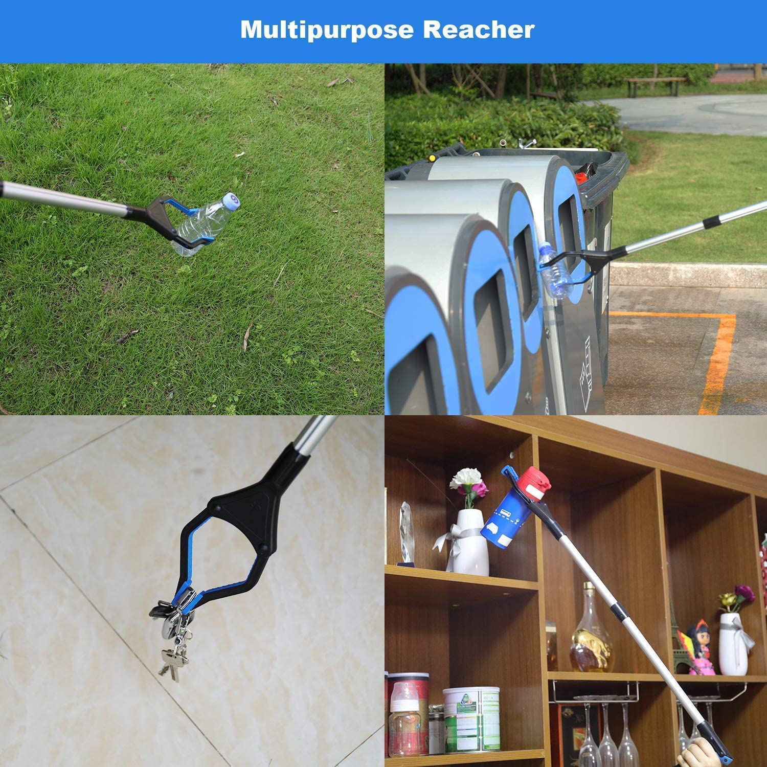 Litter Picker, 32″ Foldable Long Arm Mechanical Grabber Reacher Grab & Grip Rubbish Pick Up Hand