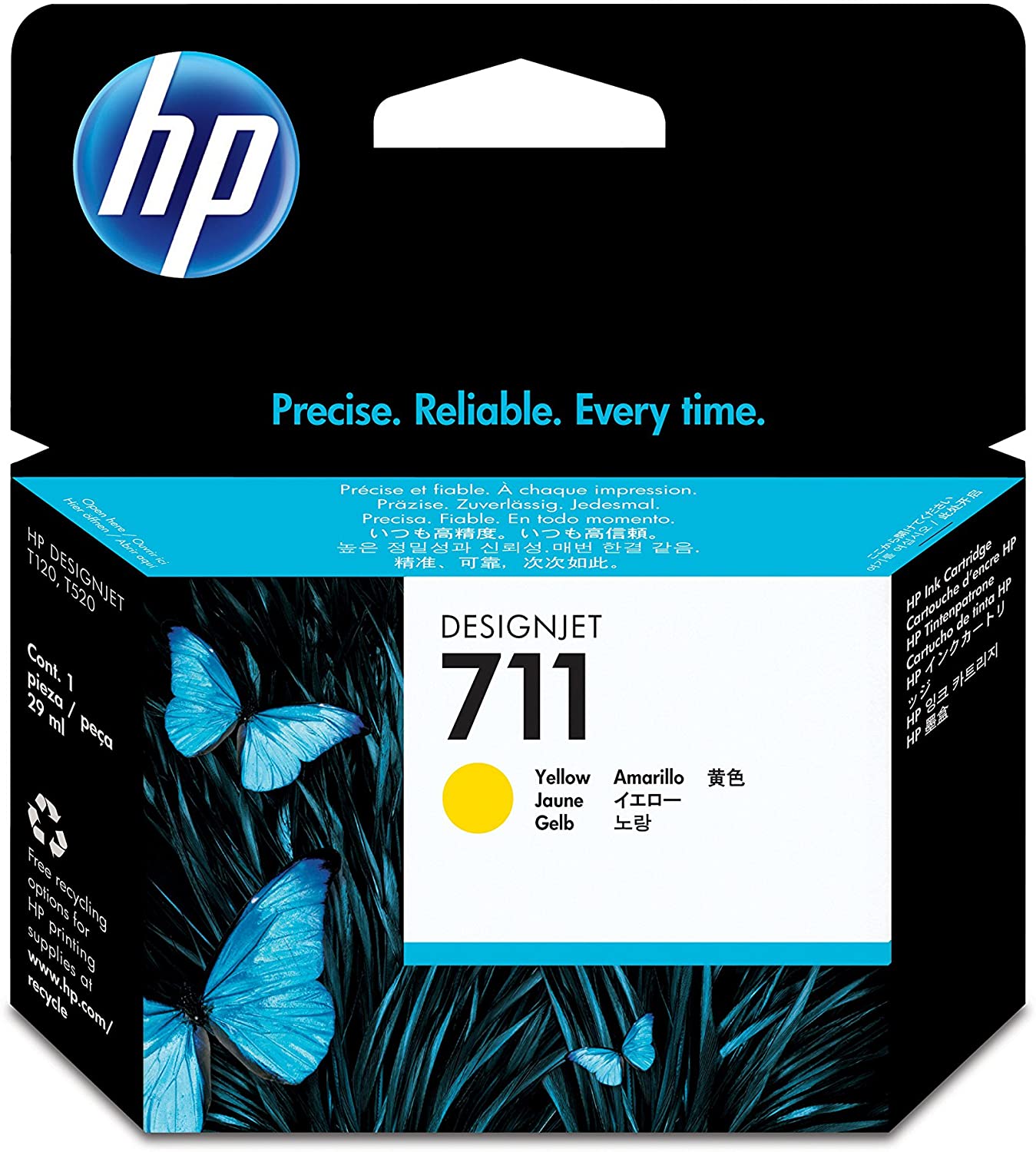 HP CZ132A 711 29 ml Ink Cartridge for Designjet T120/T520 Large Format Inkjet Printers - Yellow - Image 2