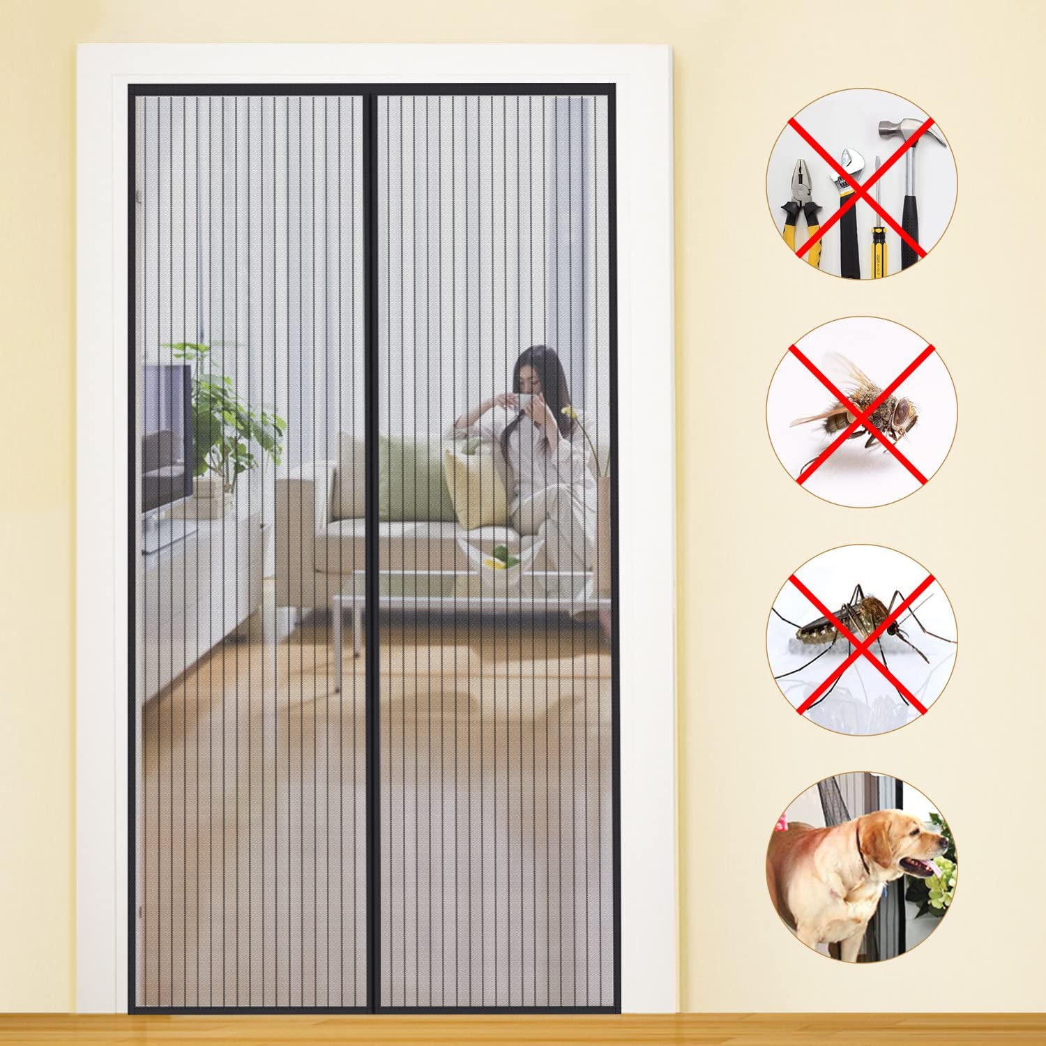 MYCARBON Magnetic Fly Screen Door, Upgrade Enhanced Screen Mesh, Powerful Magnets