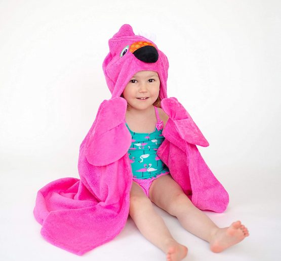 Zoocchini 100 Percent Cotton Kids Hooded Towel, Franny the Flamingo - Image 3