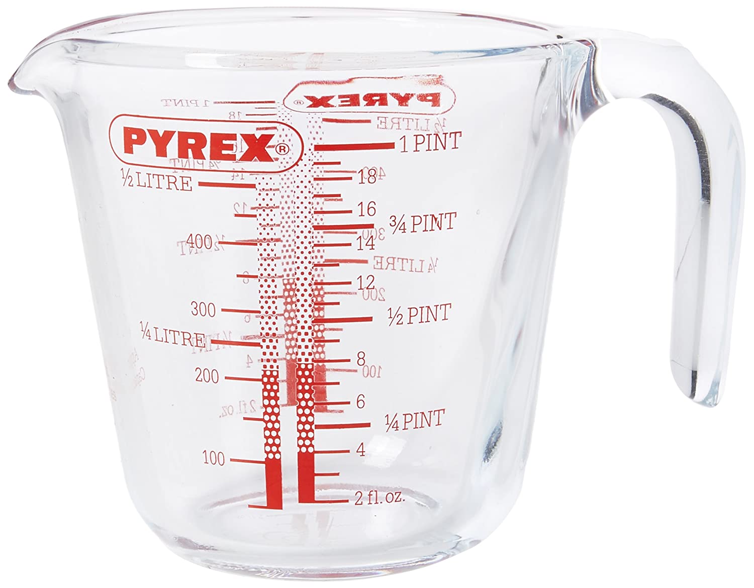 Pyrex Measuring Jug 500ml, Clear With Red Markings, 500 ml