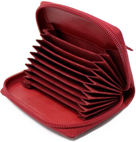 STARHIDE Womens RFID Blocking Small Leather Fan Concertina Palm Credit Card Holder 1234 (Red) - Image 2