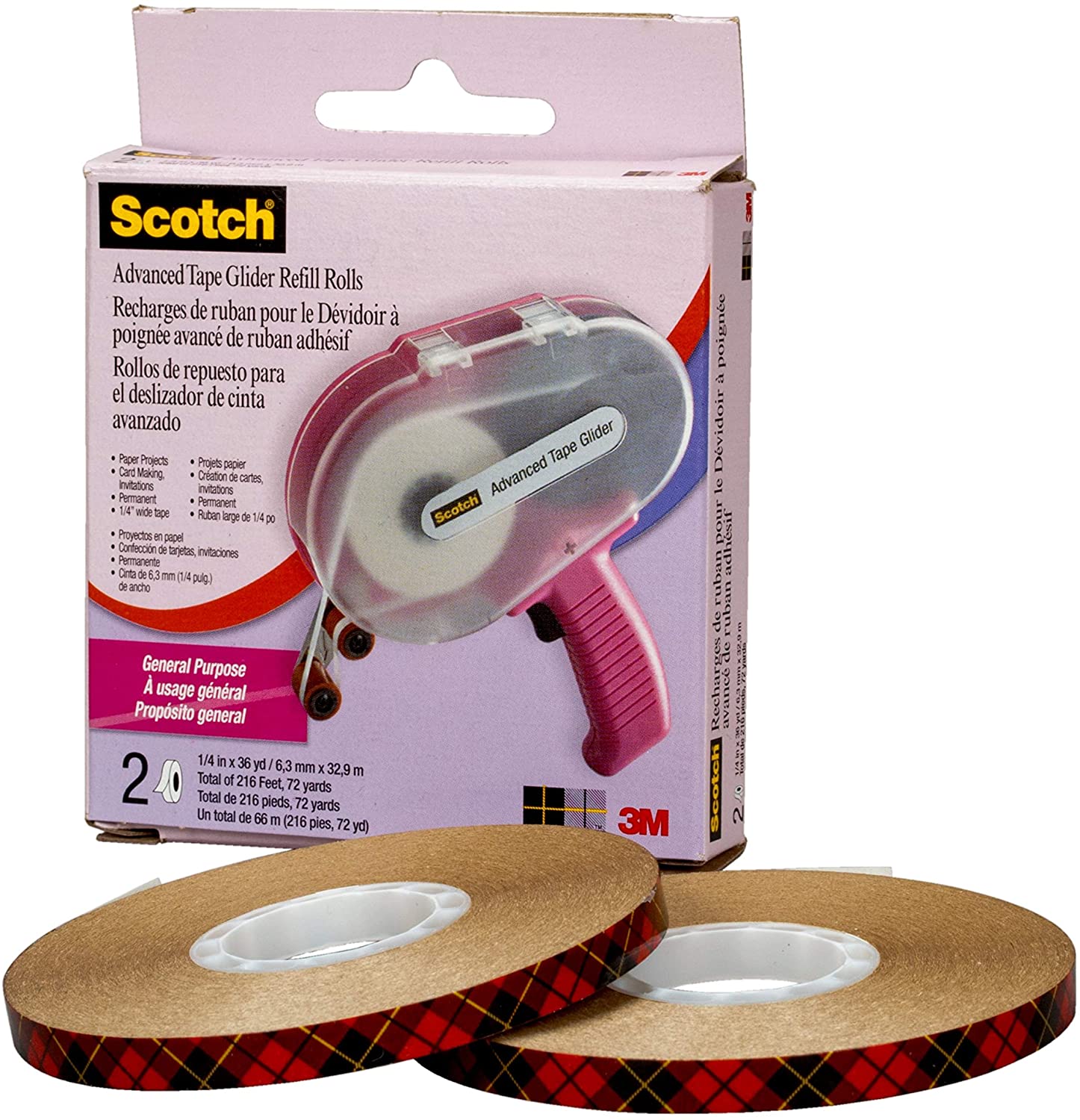 3M Scotch Advanced Glider and Tape, Pink BigaMart