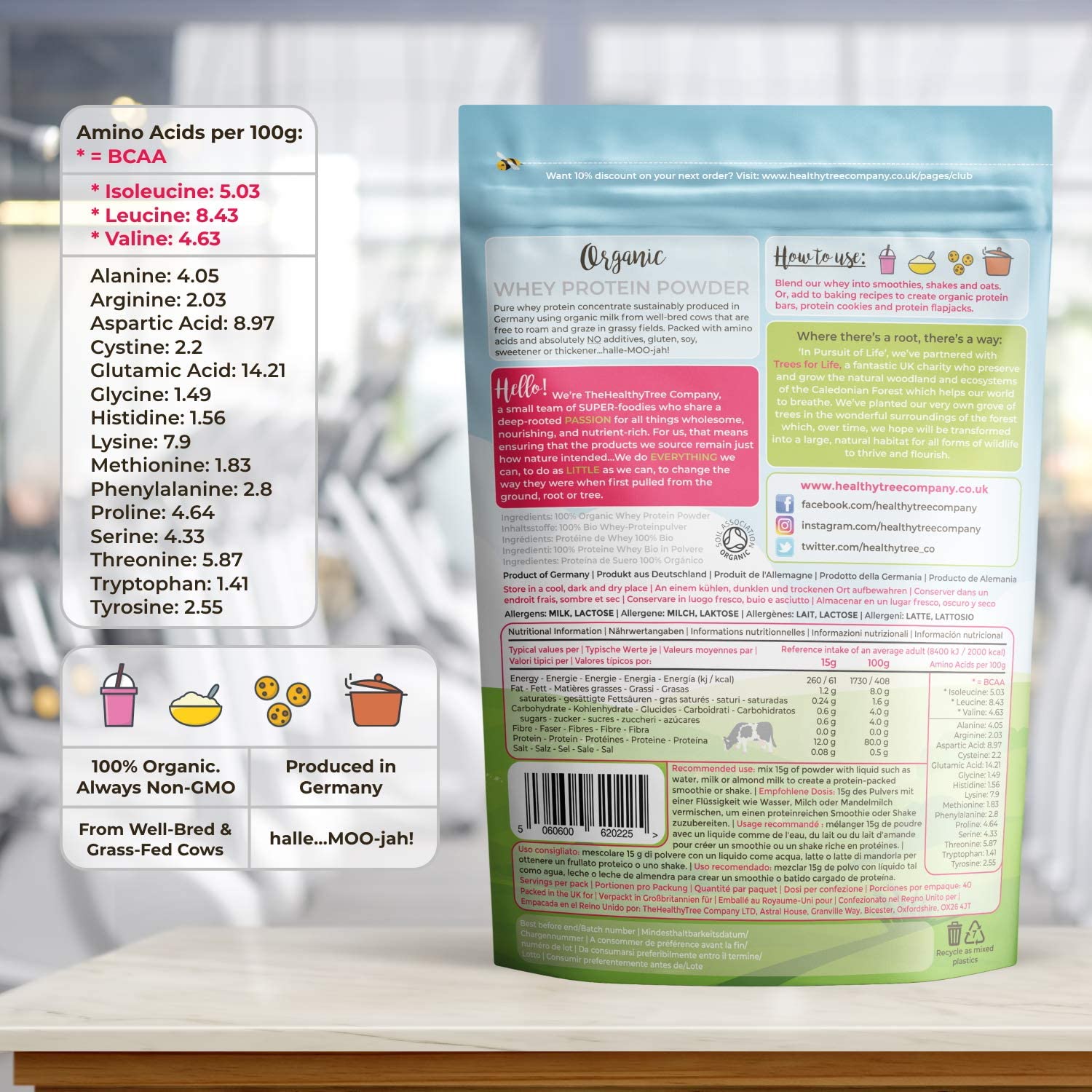 Organic Whey Protein Powder (600g), Grass Fed Unflavoured Organic Protein Powder by TheHealthyTree Company - Image 4