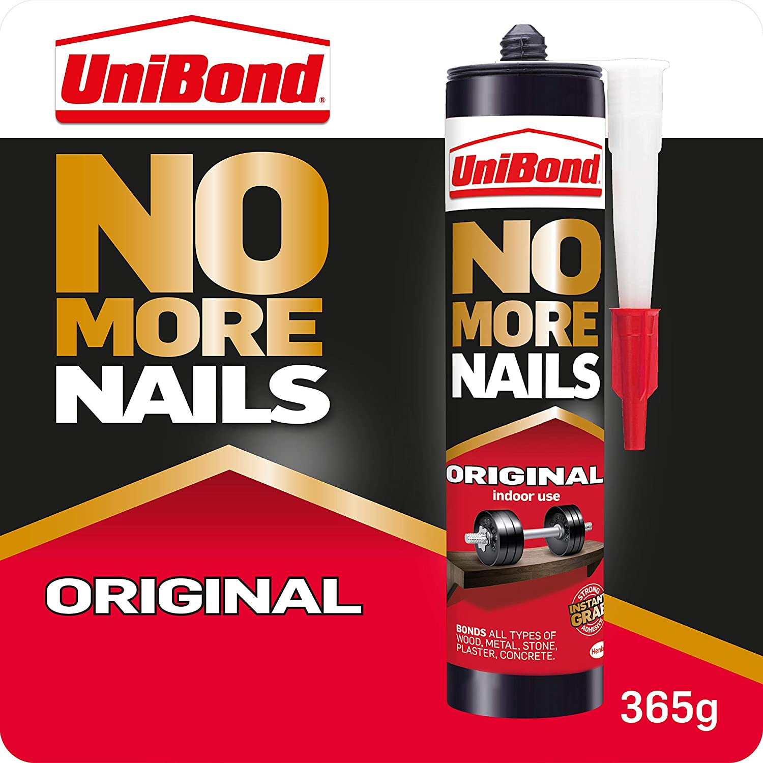 UniBond 1426052 No More Nails Original, Heavy-Duty Mounting Adhesive, Strong Glue for Wood Ceramic, Metal & More