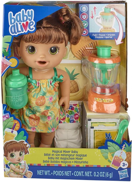 Baby Alive Magical Mixer Baby Doll Tropical Treat with Blender Accessories, Drinks, Wets, Eats, Brown Hair Toy for Children Aged 3 and Up - Image 2