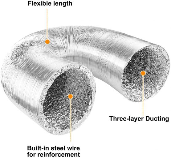 Blauberg UK BLAUFLEX AF MO/102/5-A Aluminium Flexible Fan Ducting (5 Metres)-4"/100mm, Silver - Image 3