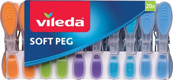 Vileda Soft Pegs 20 Pack, Multicolour, 4.9 x 18 x 9 cm