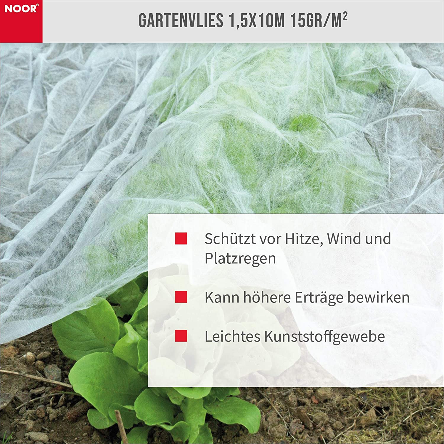 Noor Frost Protection Fleece Jacked Garden Cover, White, 1.5 x 10 m, 1,5x10m - Image 4