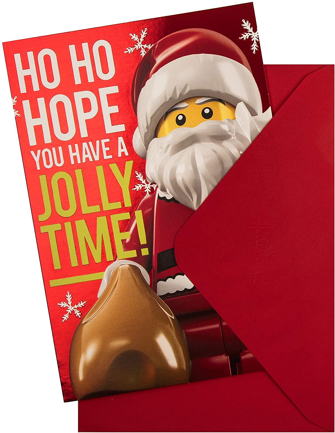 Christmas Card for Any Recipient from Hallmark - Lego Santa Design, red, 22.8cm x 15.9cm - Image 2