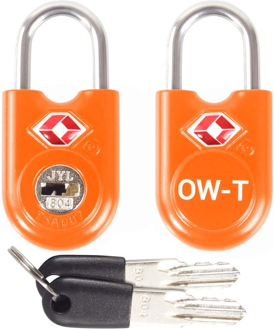 TSA Approved Luggage Locks Padlocks (2 Pack) OW-Travel Suitcase Locks with Keys. Heavy Duty Zinc Alloy Suitcase Padlocks with Key Lock for Luggage, Bag, Case, Backpack, Rucksack, Gym Locker (Orange)