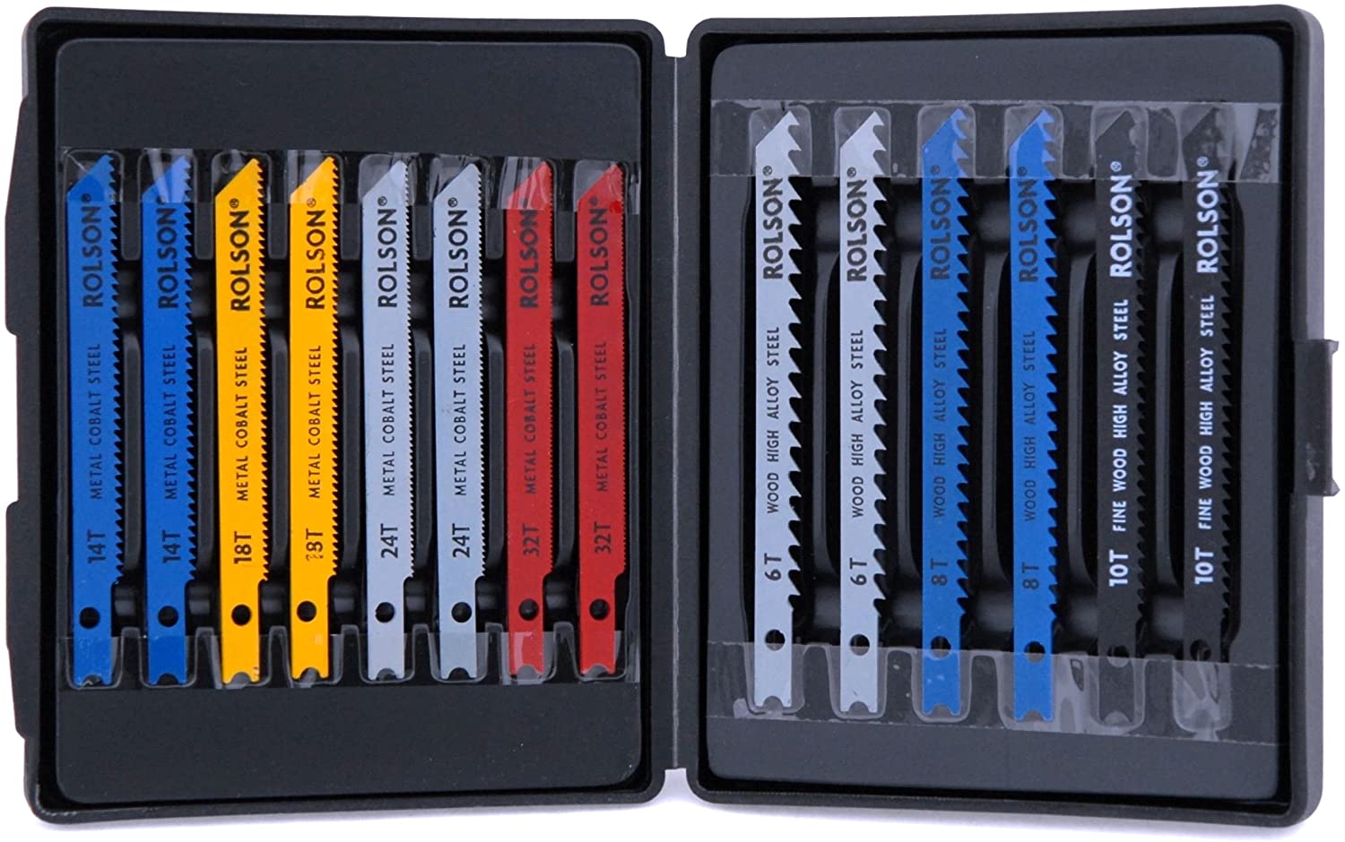 Rolson 58934 14 pc Jigsaw Blade Assortment, Silver, 14 Pieces