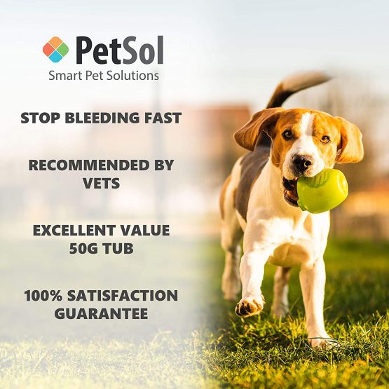 PetSol Styptic Powder For Pets (Large 50g Tub) Stops Bleeding Fast in Dogs, Cats, Birds, Rabbits & Pets, Safe Treatment for Cuts, Nail Clipper Nicks and Grooming First Aid - Image 4
