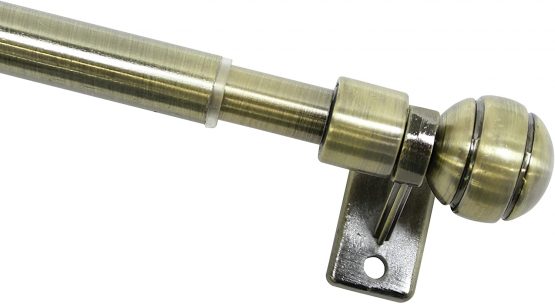 GARDINIA Meran Café Rod Incl. 2 Brackets and Fittings for Screws, Extendable, 8/10 mm Diameter, 80-140 cm Long, Antique Brass