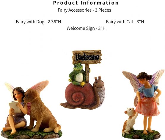 PRETMANNS Fairy Garden Accessories – House Kit with Miniature Fairies & Welcome Sign – Fairy House is 15 cm High & Door Can Open – 4 Pieces - Image 3
