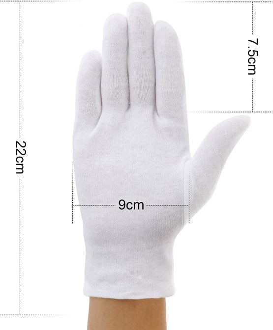 Incutex 1 pair of white cotton gloves moisturising, cloth gloves cosmetic gloves spa gloves, size M - Image 3