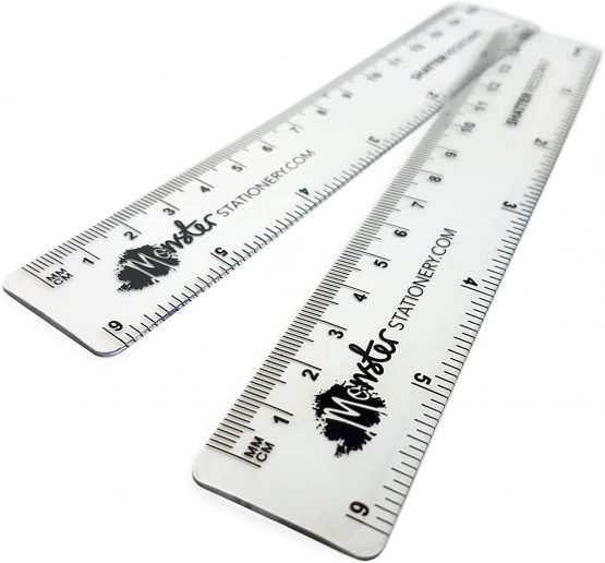 Monster Stationery - 6 Inch / 15cm Transparent Rulers - Shatter Resistant - Pack of 2 - Clear