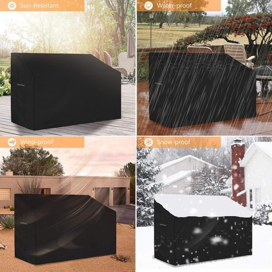 Dokon 2 Seat Garden Bench Cover with Air Vent, Waterproof, Windproof, Anti-UV, Heavy Duty Rip Proof 600D Oxford Fabric Outdoor Patio Bench Seat Cover (134 x 66 x 63 / 89cm) - Black - Image 3