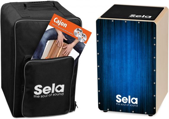 Sela SE 148 NL Varios Blue Cajon Set with backpack, cajon pad, Dutch cajon method, CD and DVD