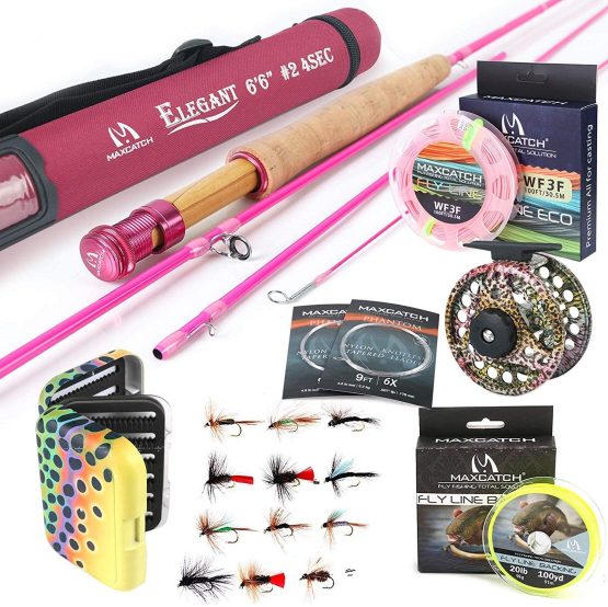 MAXIMUMCATCH Maxcatch Women's Elegant Pink Fly Fishing Rod: 2wt/5wt with Rod Tube