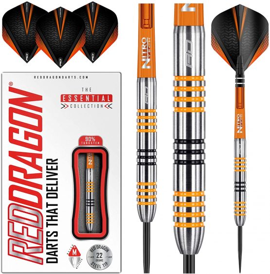 RED DRAGON Amberjack 21g, 22g, 23g, 24g or 25g Tungsten Darts Set with Flights and Stems