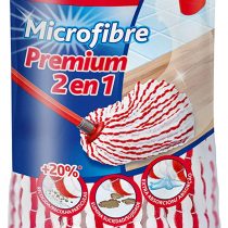 Vileda Premium Microfibers 2 in 1 Refill for Mop, Universal Head with Microfibers and Polyamide, Red and White - 1 Unit
