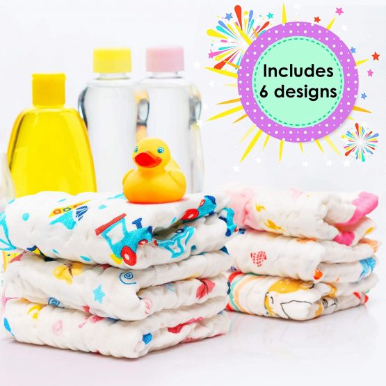 Chuckle - 12 Extra Soft 6 Layered Muslin Squares for Babies - 30x30cm. - Image 4